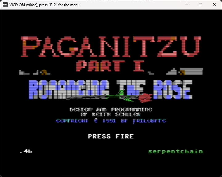 paganitzu c64 title screen